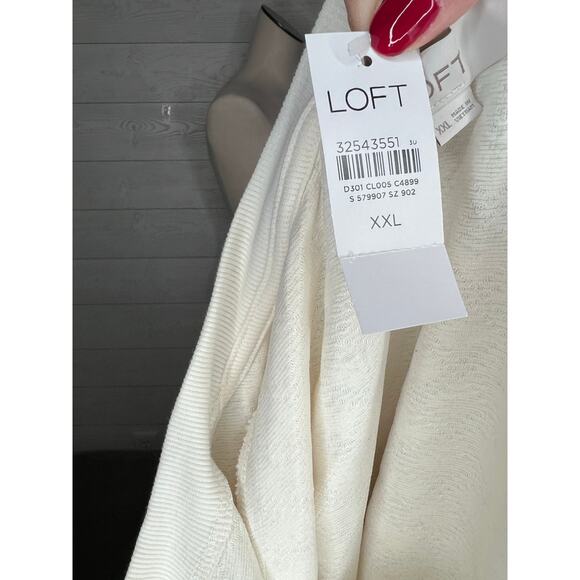 Loft Ivory quilted knit long sleeve sweater Size XXL NWT - Picture 5 of 6